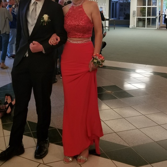 2-Piece Pink Prom Dress - Picture 2 of 2